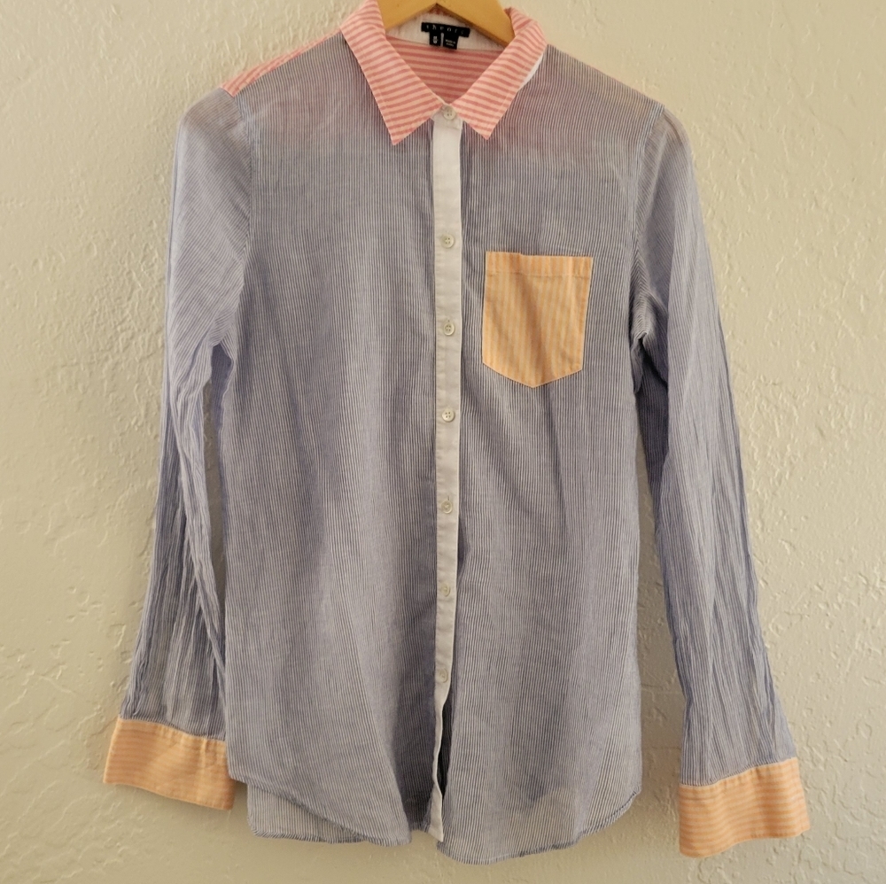Theory Cotton Button-Down Shirts Size Medium